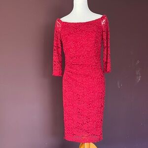 Elegant Red Lace Dress by INK size 12
